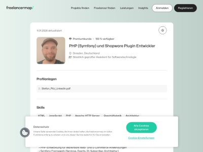 Stefan Pilz, PHP (Symfony) und Shopware Plugin Entwickler auf www.freelancermap.de Thumb