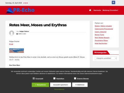 Rotes Meer, Moses und Erythras - PR-Echo - Das kostenfreie Presseportal Thumb