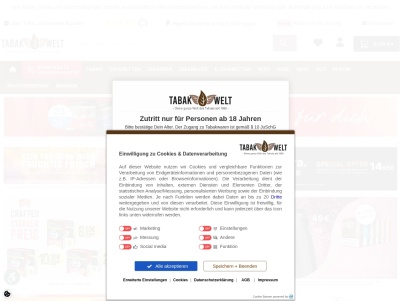 Zigaretten, Tabak online kaufen in der Tabak Welt Thumb