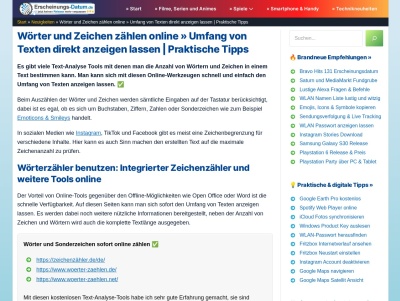 Wörter und Zeichen zählen online » Texte schnell analysieren Thumb